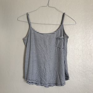 Splendid Navy Blue White Striped Crop Tank With Pocket XS